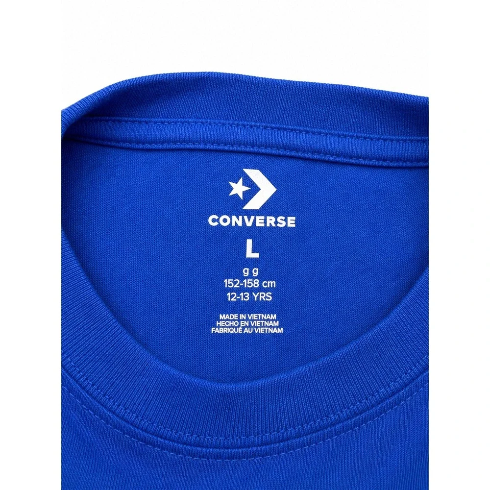 Converse Blue Graphic T-Shirt Youth Large (12-13 YRS) Cotton Short Sleeve Tee